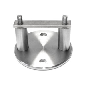 Pfostenhalter / Wandanker aus Edelstahl V2A – Rundplatte Pfostenanschluss: Ø42,4 mm